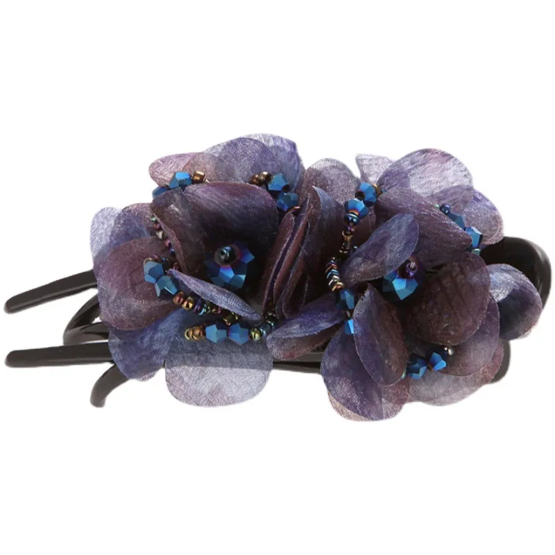 Fashion Elegant Silk Rose Bridal Hairpin Hair Accessories For Women Retro Luxury Fabric Flower Claw Clip Headwear Mom\'s Jewelry