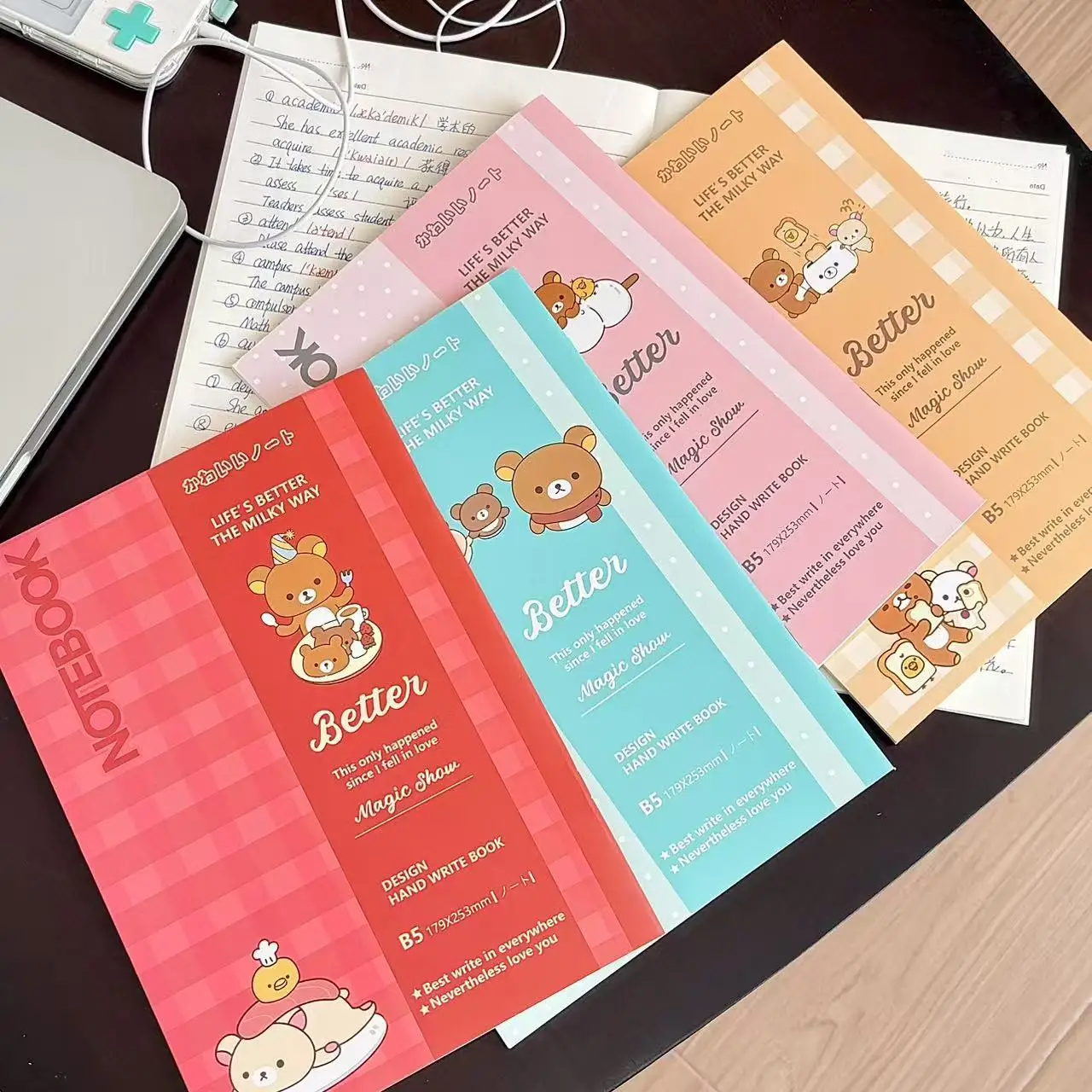 Kawaii Rilakkuma Bear Lined Notebook Cute Aesthetic Diary Planner Student School Writing Stationery Gift For Girls view 3