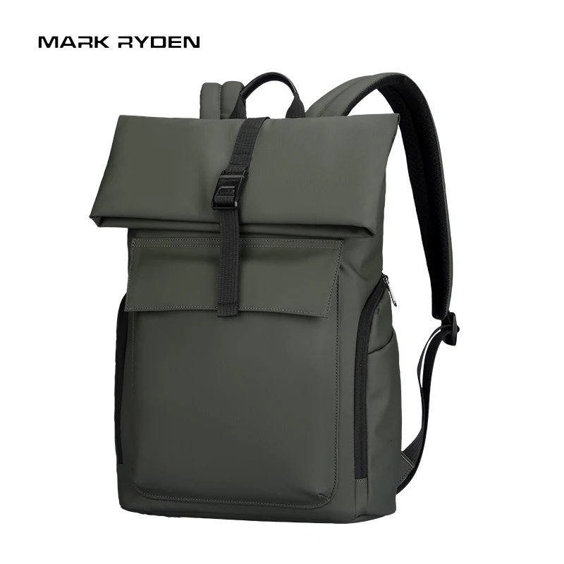 MarkRyden Fashion Men\'s and Women\'s Roll Top Computer Bag 15.6-inch laptop Men\'s business backpack waterproof Shoulder Bag Green