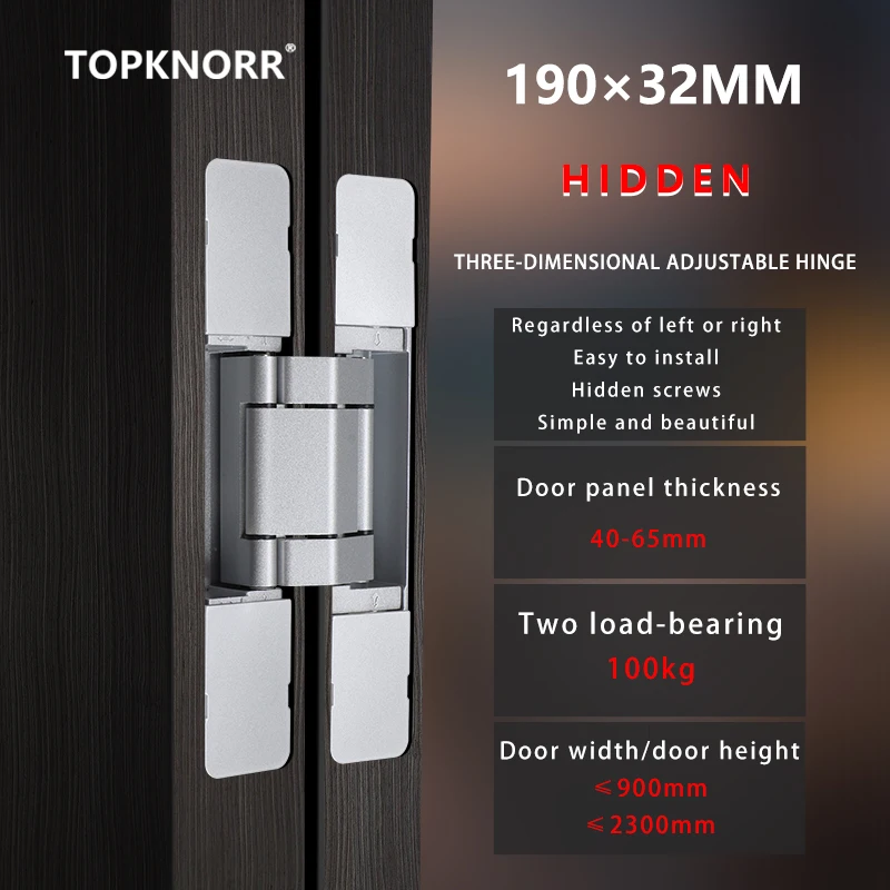 

100kg Load-bearing Invisible Door Hinge Square Cross Hidden Door Hinge Hidden European H-type Three-dimensional Adjustable