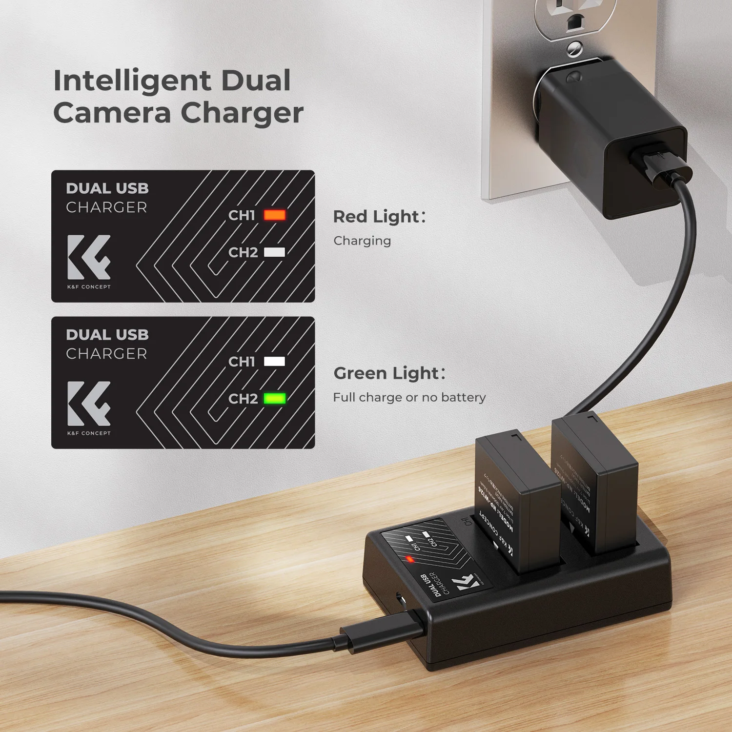 K&F CONCEPT 1300mAh NP-W126 NP-W126S Battery and Charger for