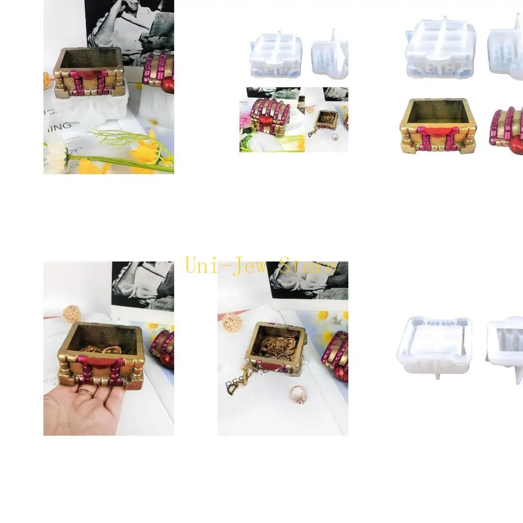 

40GB 1 Set Square Silicone Molds Birthday Cup Jar Storage Box Mold for DIY Home Decoration Jewelry Storage