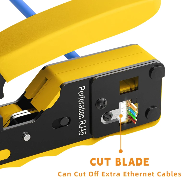 Tang jaringan multifungsi alat Crimping CAT5 CAT6 CAT7 RJ45 melewati semua dalam satu Alat EZ Crimp UNTUK Rj11 R12 RJ45