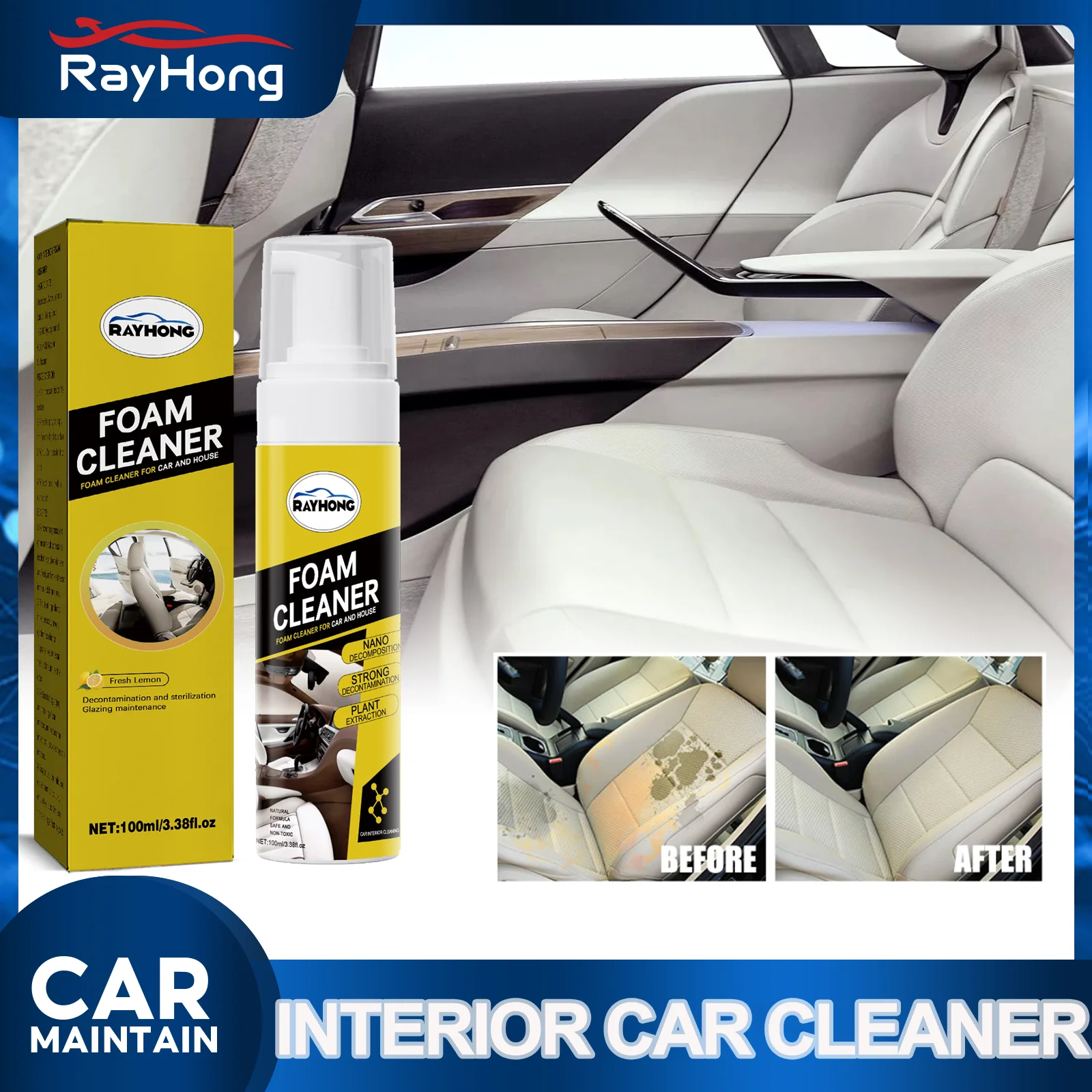 

Очиститель салона автомобиля, спрей-пена, очиститель для сидений, приборная панель, средство для удаления кожи, защита от пыли, защита от ультрафиолета, защита интерьера, 100 мл