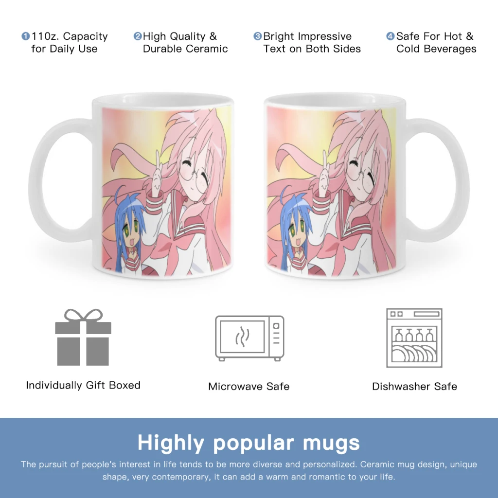 

Lucky Star Izumi Konata Anime Free shipping Ceramic Mug Cute Coffee Tea Milk Stave Mugs And Cups with Handle Novelty Gifts