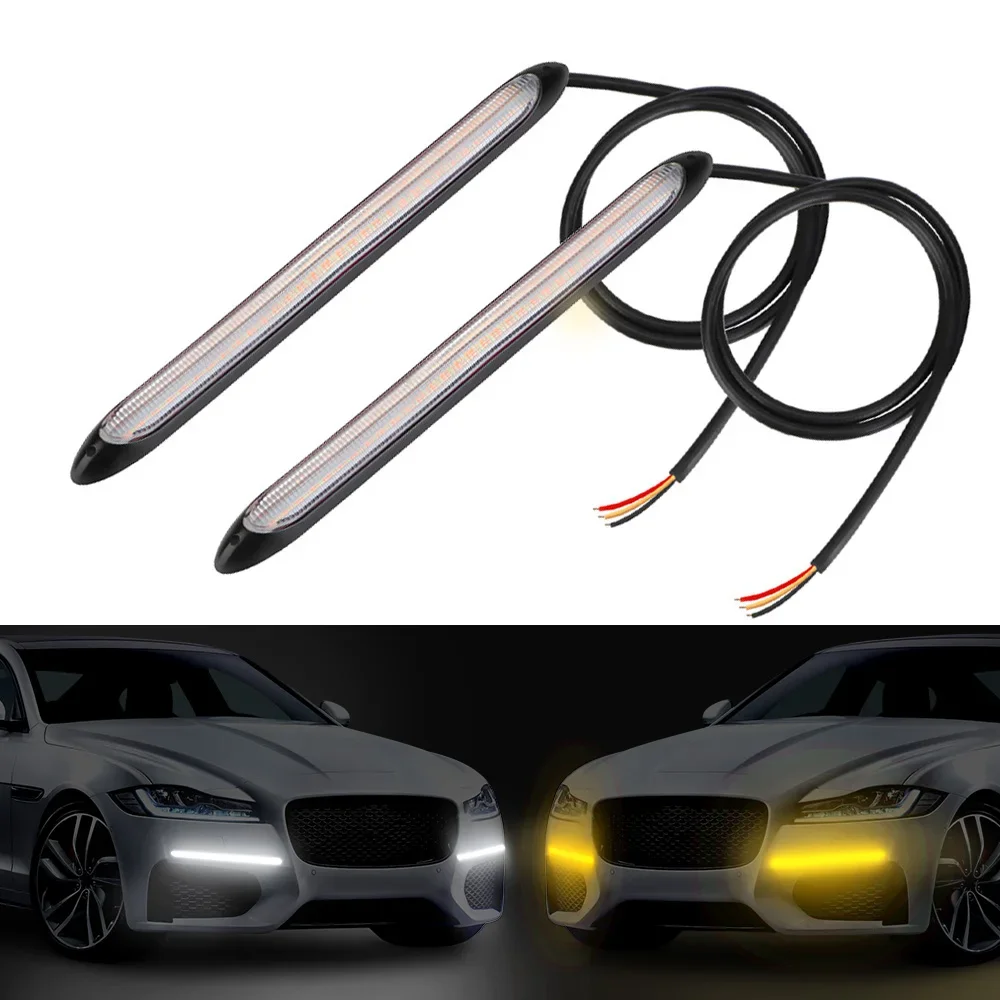 

Tira de faros delanteros para coche, luz LED de circtex diurna, металлический буй, resistente al agua, DRL, 2 unidades por juego
