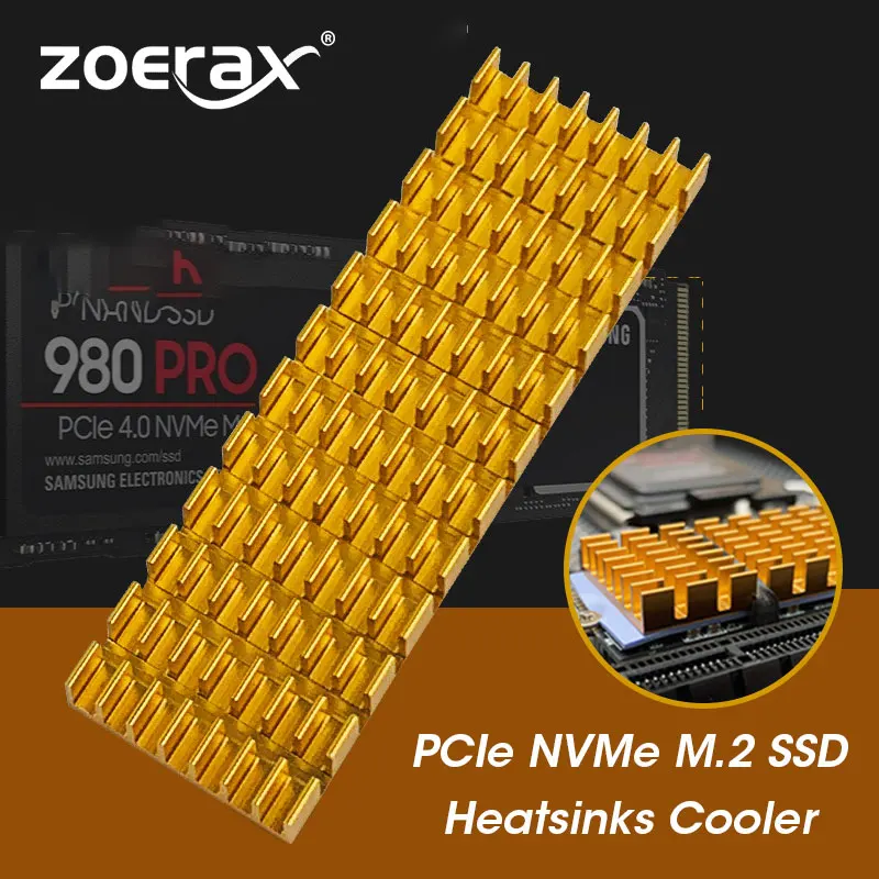 ZoeRax M.2 SSD NVMe HeatSink M2 2280 Solid State Hard Disk Aluminum Heatsink Gasket with Thermal Silicone Pad PC Accessories