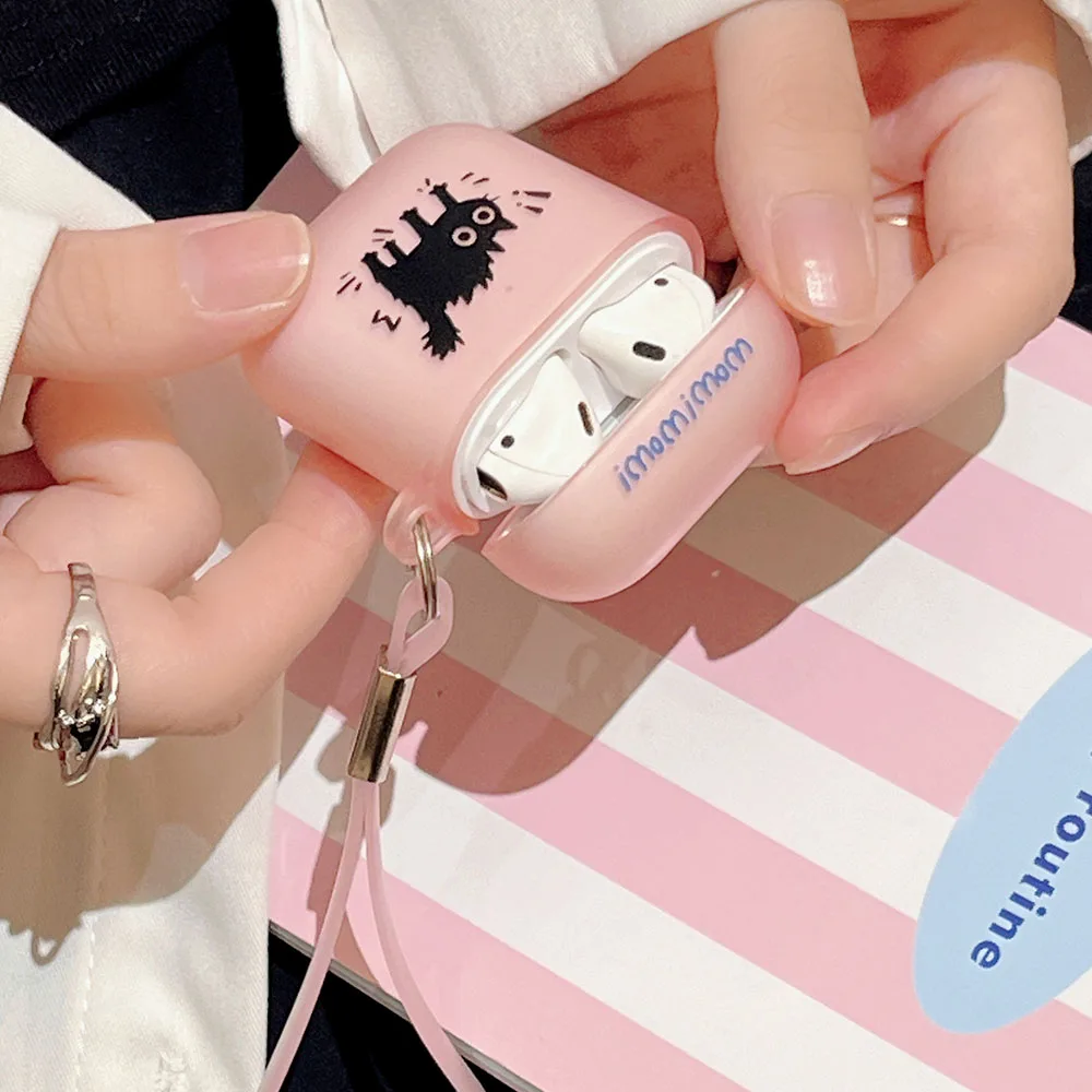 سماعة لاسلكية تعمل بالبلوتوث صندوق شحن مخيف الخوف القط الوردي ماتي لينة سيليكون حقيبة سماعة الاذن ل أبل Airpods 3 برو 2 2nd 1 غطاء