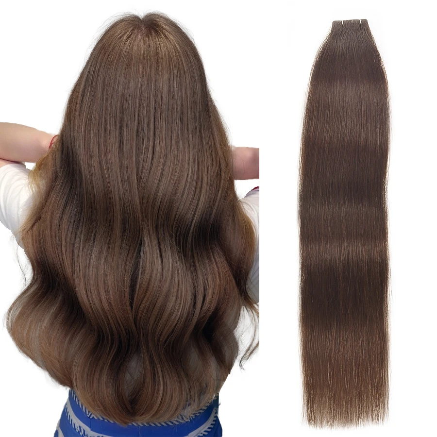 Paruks Tape in Hair Extensions Balayage Remy Real Human Hair for Women Invisible Seamless PU Skin Weft Straight Hair Tape ins