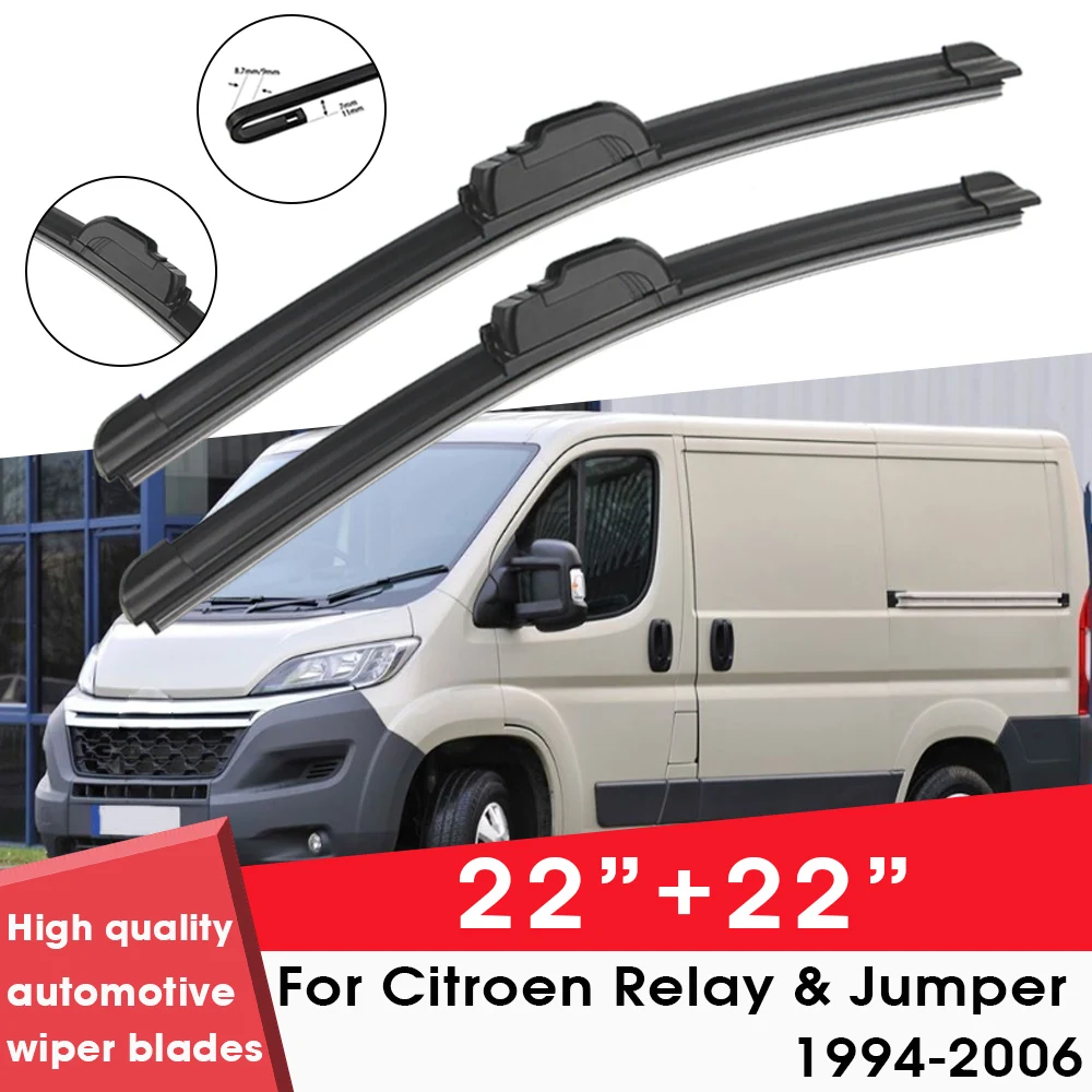 

Car Wiper Blade For Citroen Relay & Jumper 1994-2006 22"+ 22" Windshield Windscreen Clean Naturl Rubber Car Wipers Accessories