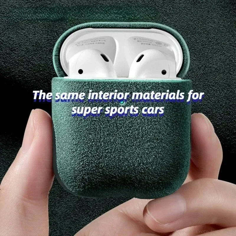 Italian Suede Leather Case For Airpods Pro 3 Pro 2 Airpods 4 Luxury Supercar Leather All Inclusive Case