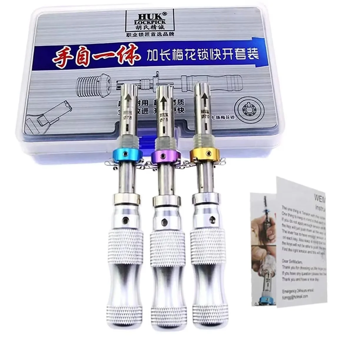 

HUK Tubular Tool of Plastic Box Round Wrench 3 Pieces HUK 7-pin Tubular (7.0mm, 7.5mm, 7.8mm) Extended Opening Locksmith Tool