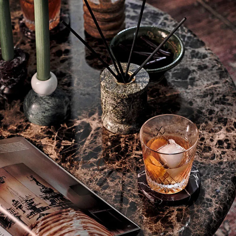 

Italian Natural Marble Candle Holder Aroma Diffuser for Bedroom Dining Living Room Study Home Decor Designer Ornament