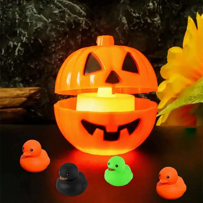 12/24 Set Halloween Rubber Ducks, With Pumpkin Box Halloween Party Favors Halloween Basket Stuffers, Gift Exchange