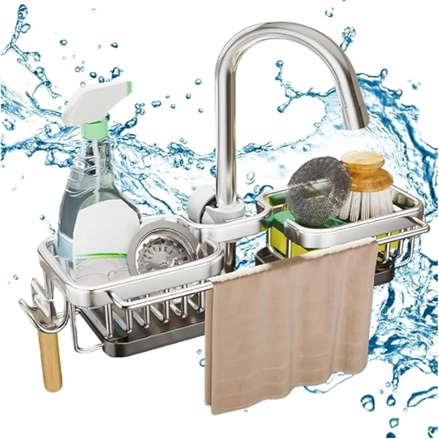 

Органайзер для кухонной раковины: многофункциональный держатель для губок и тряпок, подставка для слива над смесителем