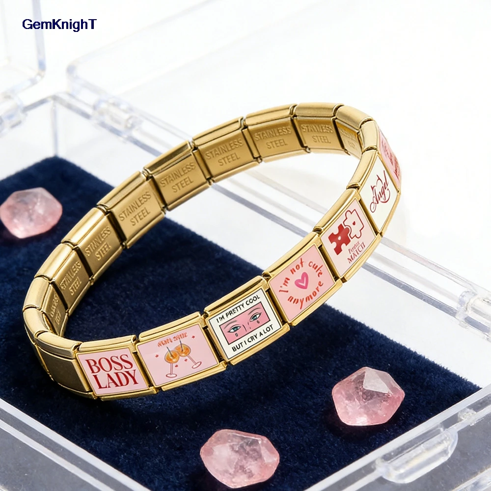1pc Bunte Rose Boss Lady Angel Match Cheers Italienischen Charme Link fit 9mm Edelstahl Armband, Die DIY schmuck Zubehör – Detail 4