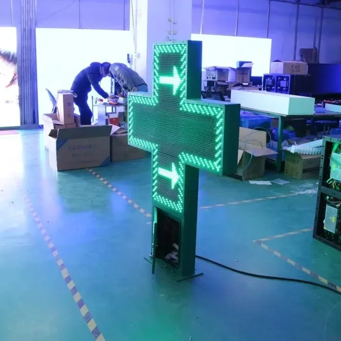 2025 venda imperdível sinais de farmácia de armário à prova d'água ao ar livre com exibição de cruz verde dupla