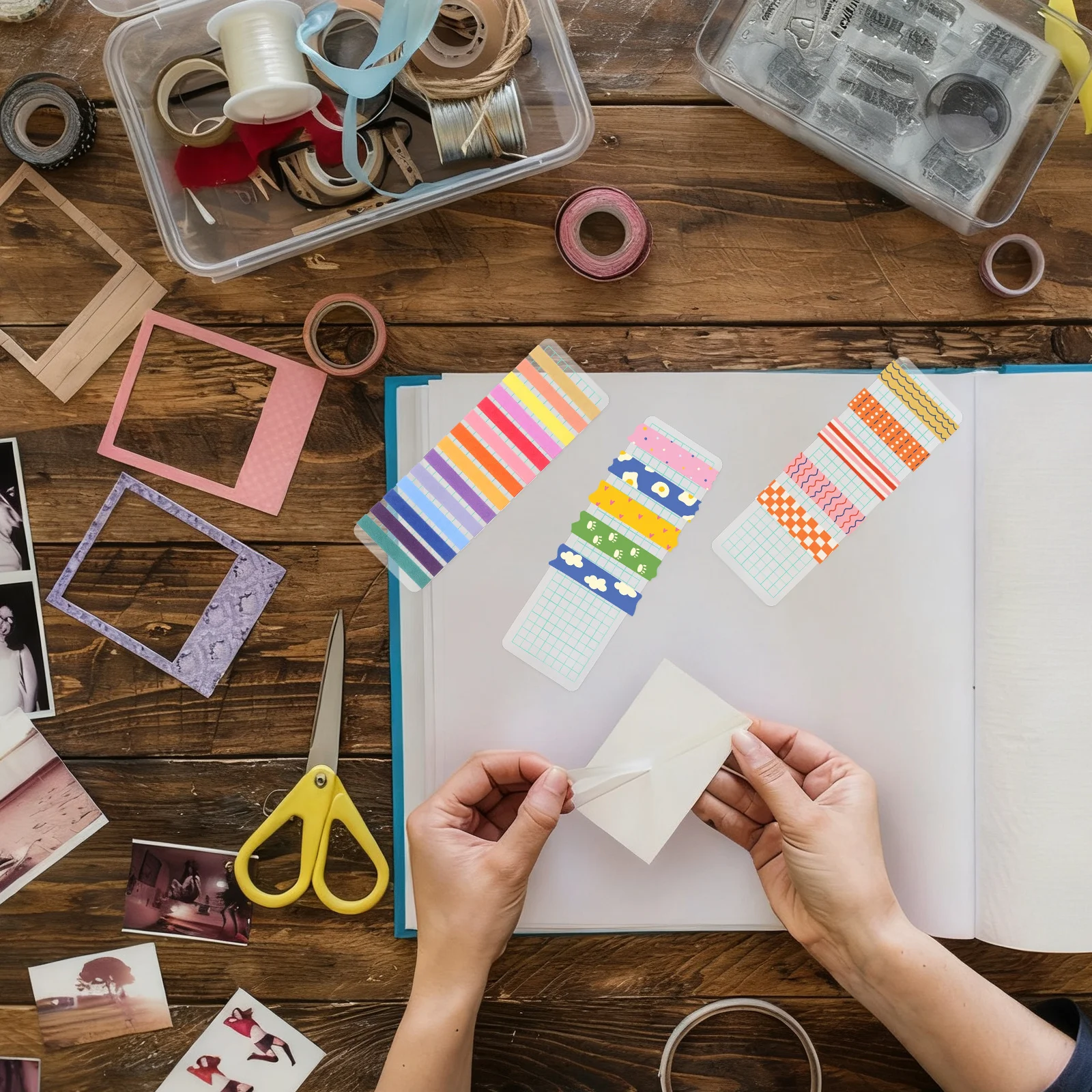 40 قطعة لوحات التعبئة الفرعية المحمولة التخزين للمنزل مكتب المدرسة اشي الشريط المنظم ورقة حامل الشريط بطاقات اشي البلاستيكية