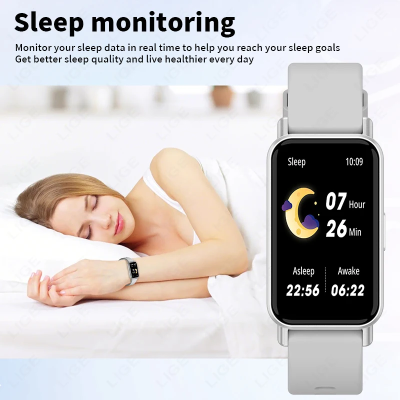 LIGE, nueva moda, reloj inteligente para mujer, pantalla completamente táctil, rastreador deportivo de ritmo cardíaco, pulsera impermeable para mujer, reloj inteligente de salud para hombres