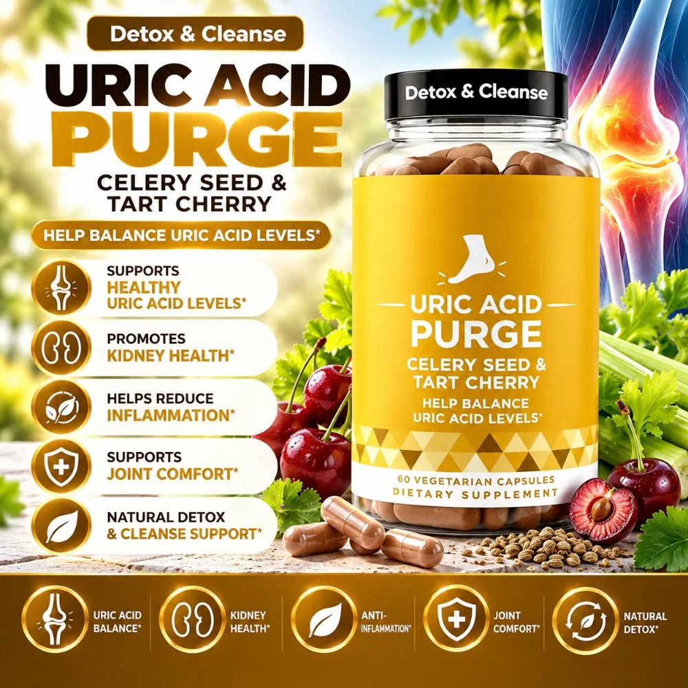 Uric Acid Support Capsules 60 Count with Chanca Piedra Parsley Herbal Supplement for Kidney Urinary Tract and Daily Wellness