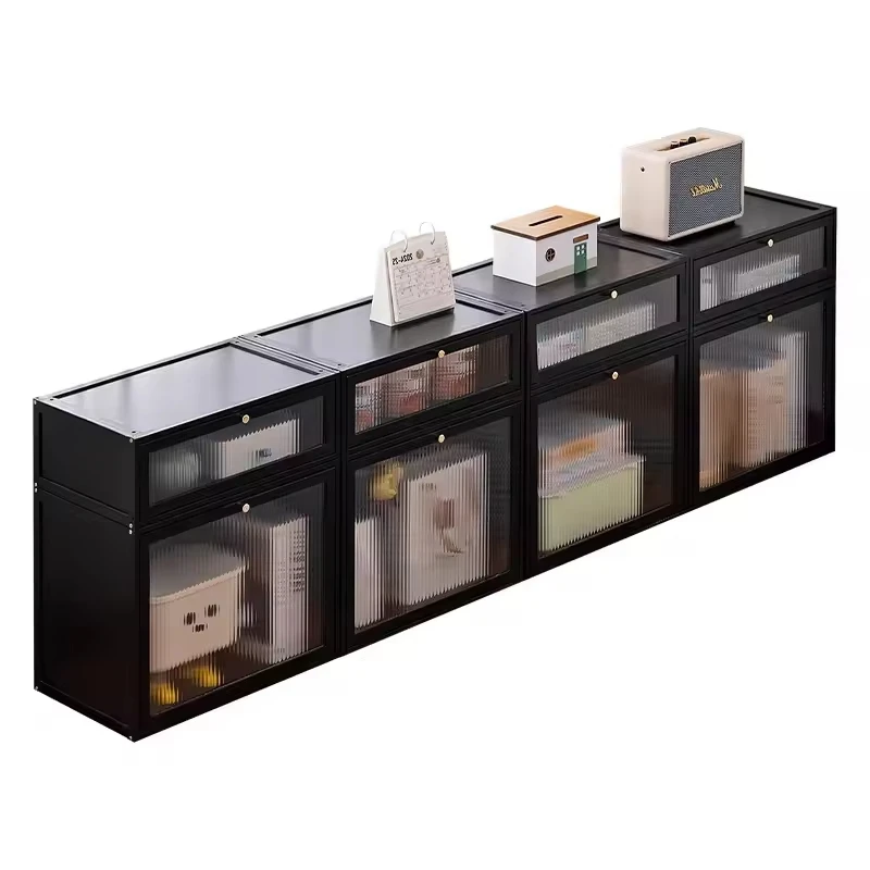 #Modern Bamboo Bay Window Balcony Storage Cabinet 5+ Compartments Floor Standing Tatami Long Design Dining Hotel Eco-Friendly