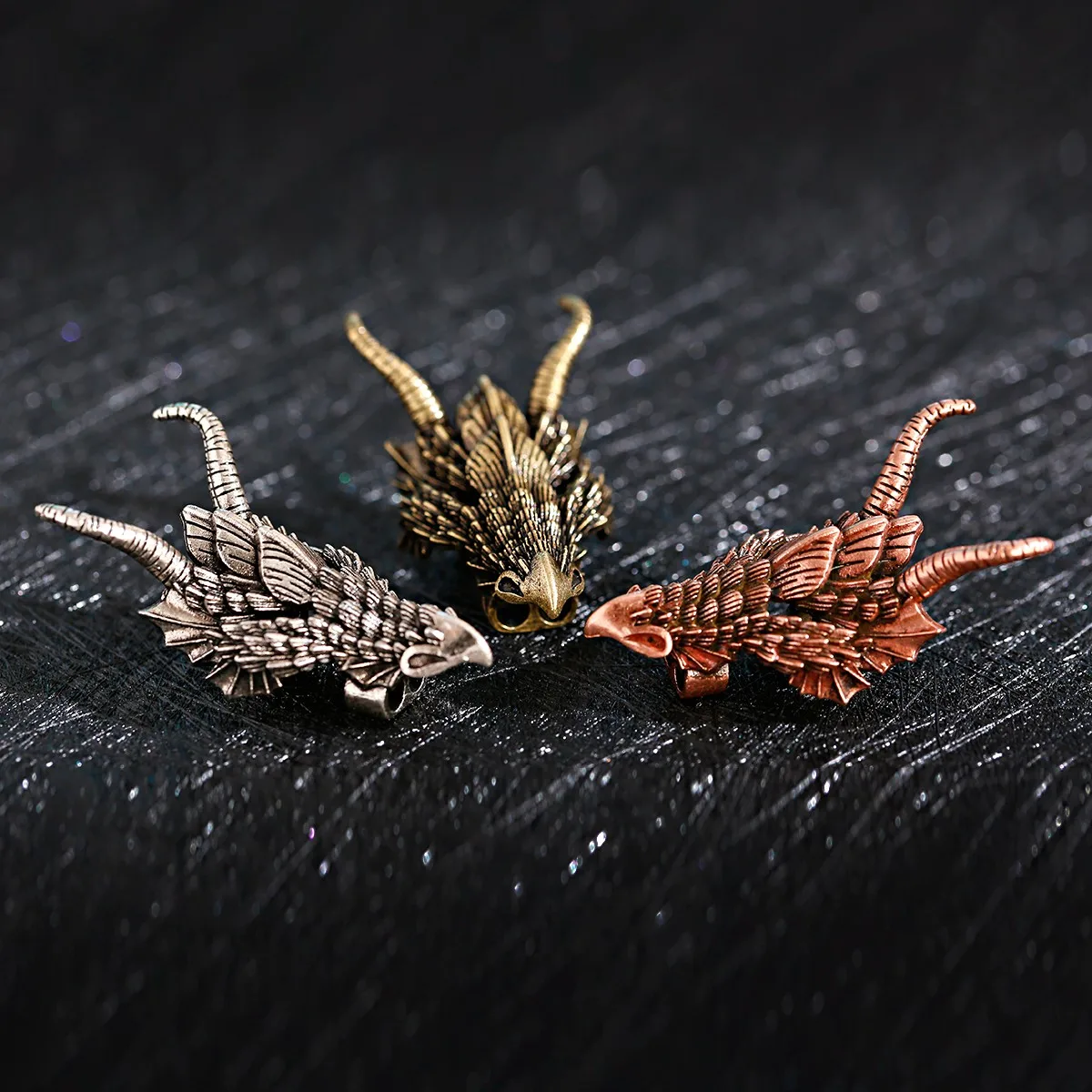 Chinese Dragon Style 3 Colors Copper DIY For  Keychain Necklace Jewelry Accessories Handsome Shape Men'S Gift