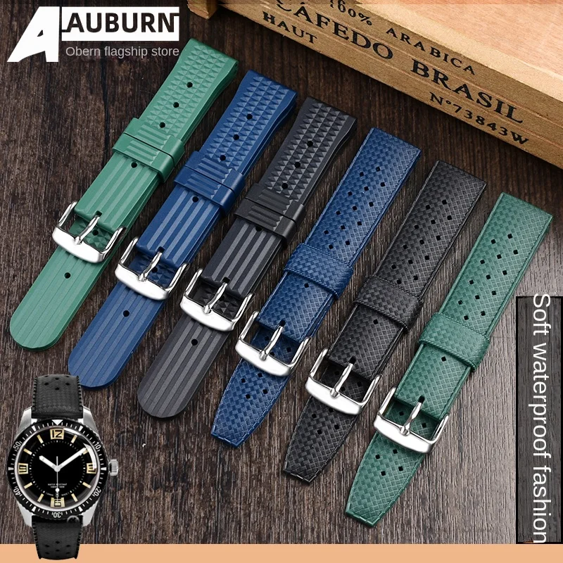 For Oris strap 65 replica Seiko Yuanzu rubber strap bracelet SLA017J1 SLA039J1 watch band Tudor Tissot soft band Green 20mm 22mm