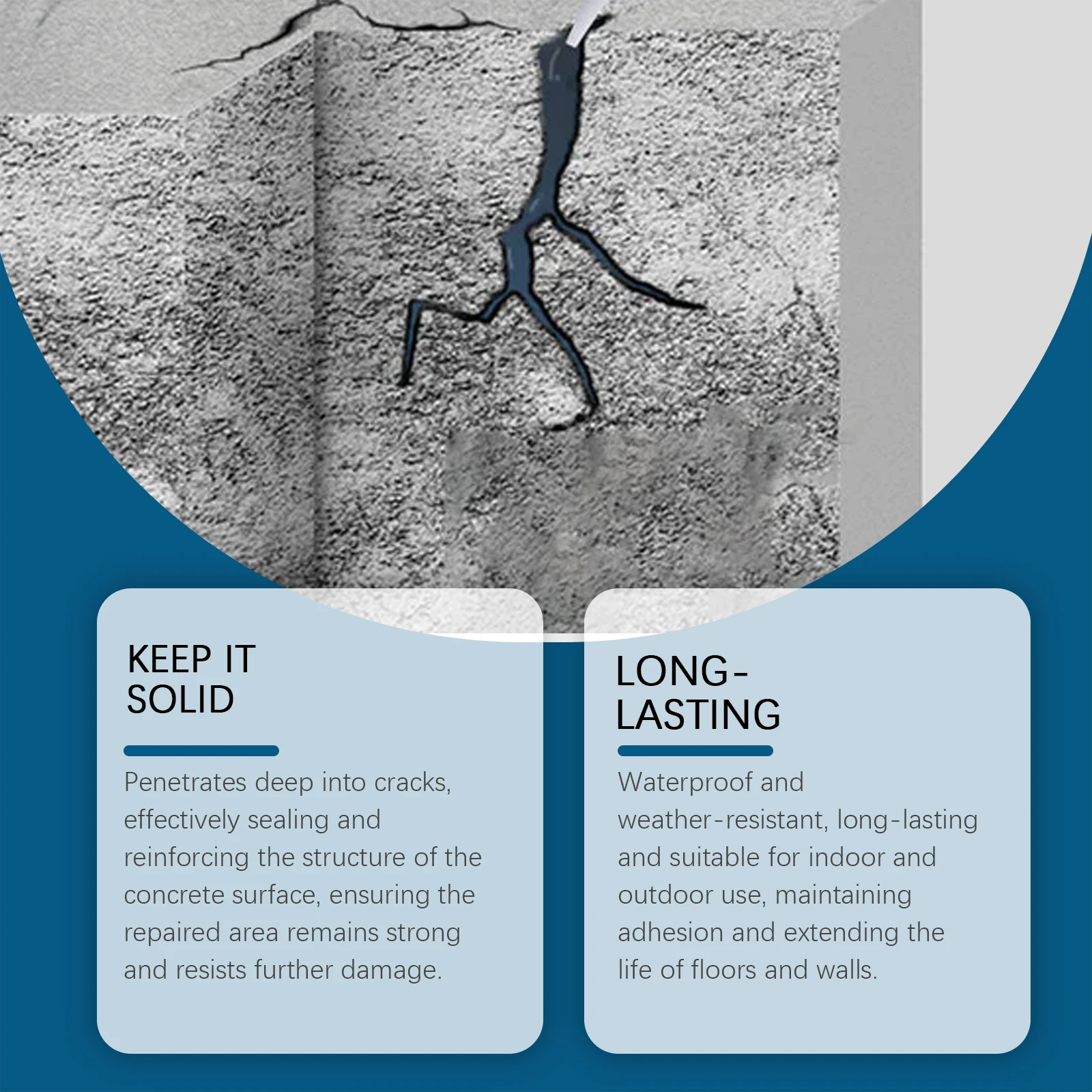 Crack Repair Adhesive - Home Floor Wall Crack Repair Leak Proof Waterproof Coating Glue, Epoxy Concrete Crack Filler for Indoor Outdoor, Wall Floor Sealant, Waterproof Weather Resistant Patch, Quick Setting Strong Bond Repair Sealant, DIY Home Repair