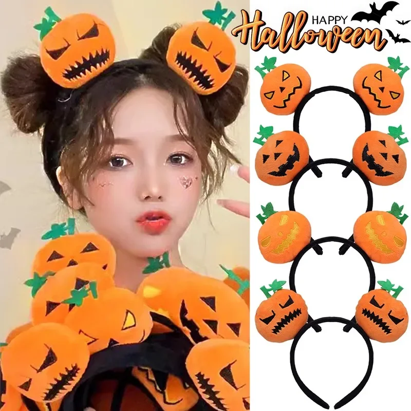 Halloween Pumpkin Headband Evil Expression Pumpkin Hair Hoop High Curvature Devil Doll Hair Band Unisex Festival Cute Headwear