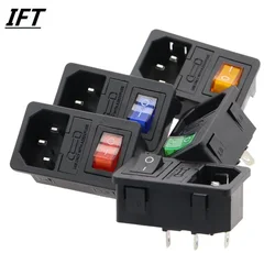 With 10A Fuse! Rocker Switch Fused IEC320 C14 Inlet Power Socket Fuse Switchs Connector Plug Connector Red Green Blue Black