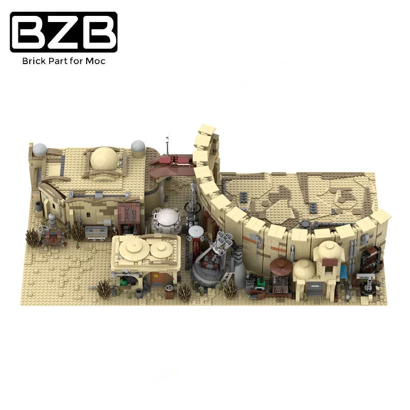 BZB MOC Star Series War Scene Desert Village House Street View Creative Building Block Model Kids Toys DIY Brick Part Gifts