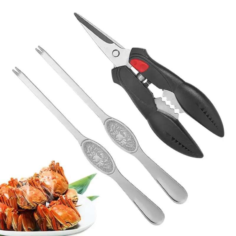 Kitchen Seafood Scissors Crab Leg Pick Utensils Set Multipurpose Stainless Steel Lobster Shrimp Crayfish Crawfish Scissors For