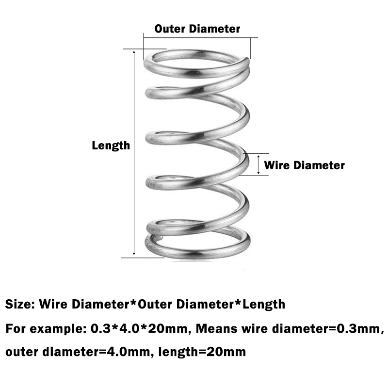 Stainless Steel Micro Small Compression Spring Wire Dia 0.3mm 0.4mm Spiral Return Springs Pressure Spring OD:1.6~8.0mm L:5~50mm