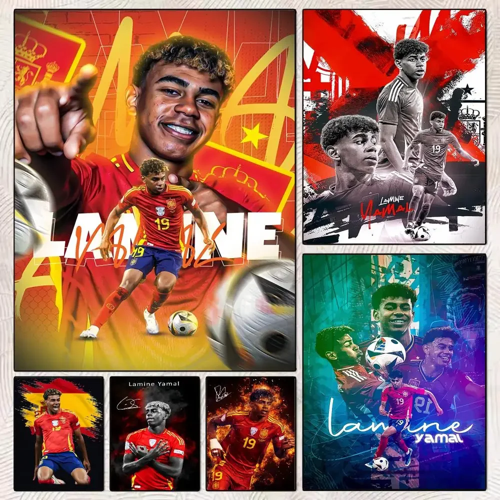 Football L-Lamine Sports Y-Yamal Painting Calligraphy Stylish Wall Art Poster, Bedroom Living Room Home Decor Gift