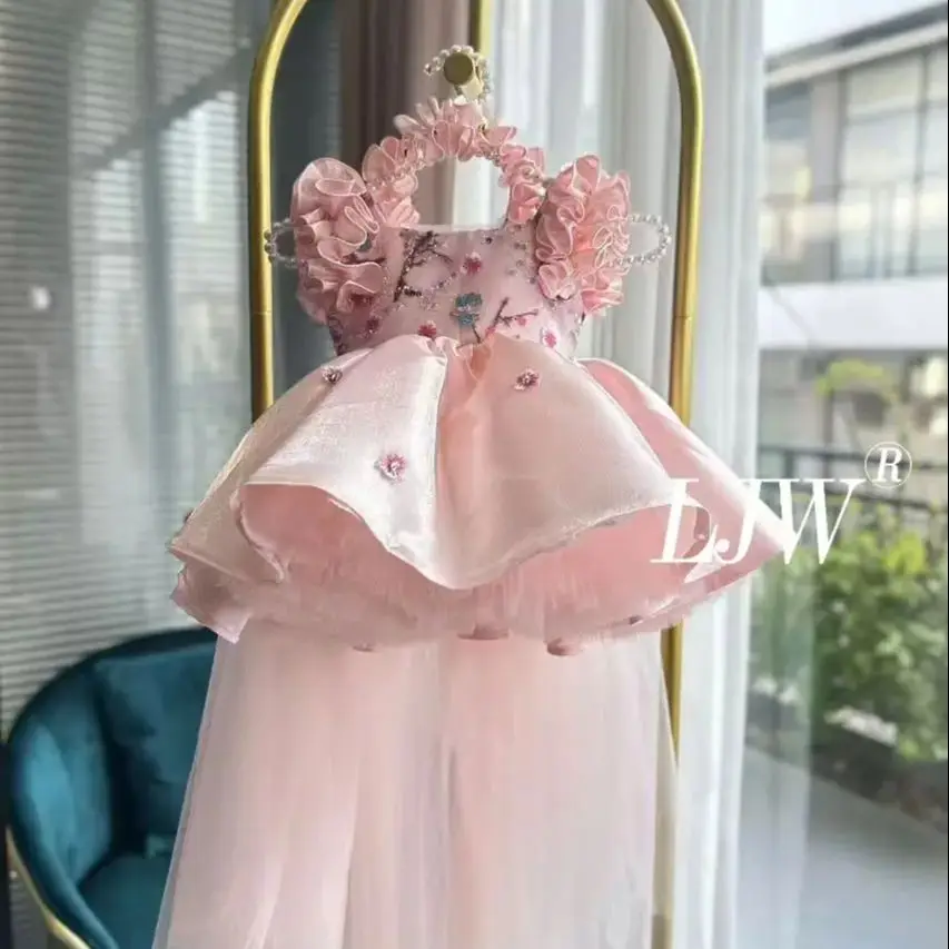 

Dream Embroidered Fluffy Bridal Dress Girls，Little Flying Sleeve Children's Dress ， 0-15 years oldgirls Dress for sweet and cute