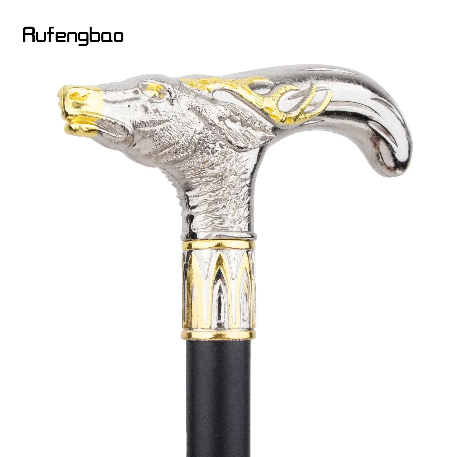 الذهبي الأبيض سيكا الغزلان رئيس عصا للمشي الأزياء الزخرفية عصا للمشي Steampunk والاستخدام اليومي قصب 91 سنتيمتر