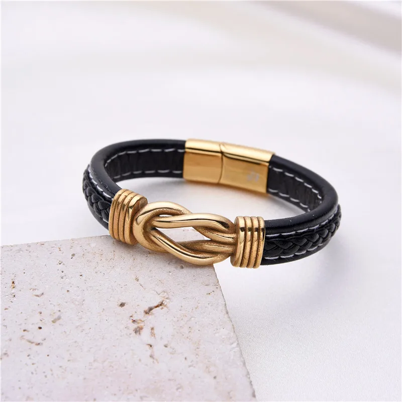 FYSARA Adults Bracelet Fine Workmanship High Toughness Leather Male Bangle Hip-Hop Fashion Jewelry Male Bracelet For Boyfriend