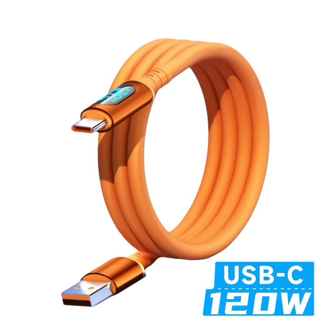 NNBILI 120W USB Typ-C-auf-Typ-C-Kabel mit LED-Anzeige, schnelles Laden, USB-A-auf-Typ-C-Datenkabel für Samsung, Honor, Oneplus zum Aufladen
