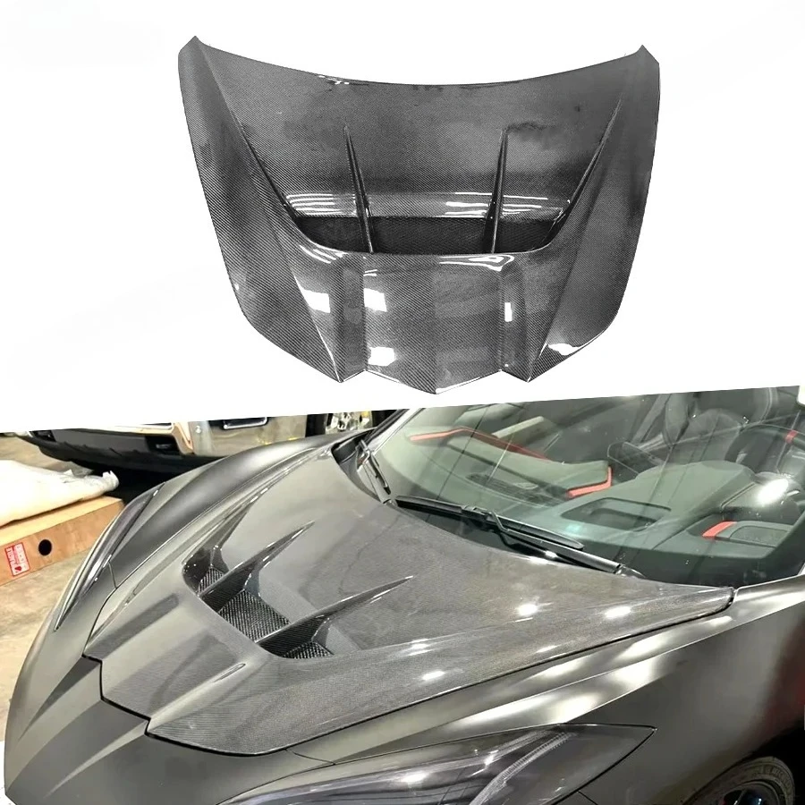 

For Corvette c8 Upgraded Zr1 Carbon Fiber Hood High Quality Car Front Bumper Engine Cover Hood Bonnet Vent Parts Body kit