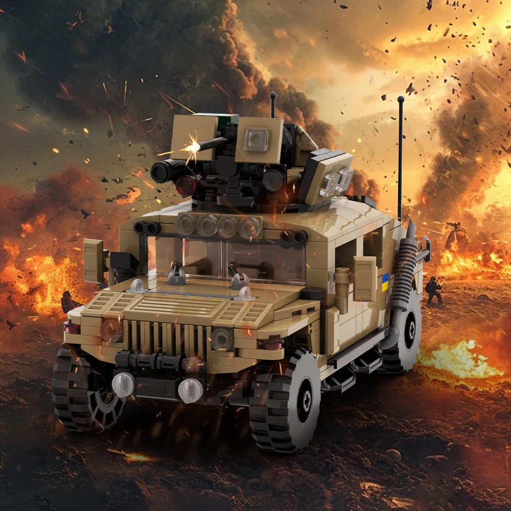 

538PCS WW2 Military Armed Humvee Car Mould Building Blocks MOC Off-road vehicles Model Bricks Set Desk Decoration Kids Toys Gift