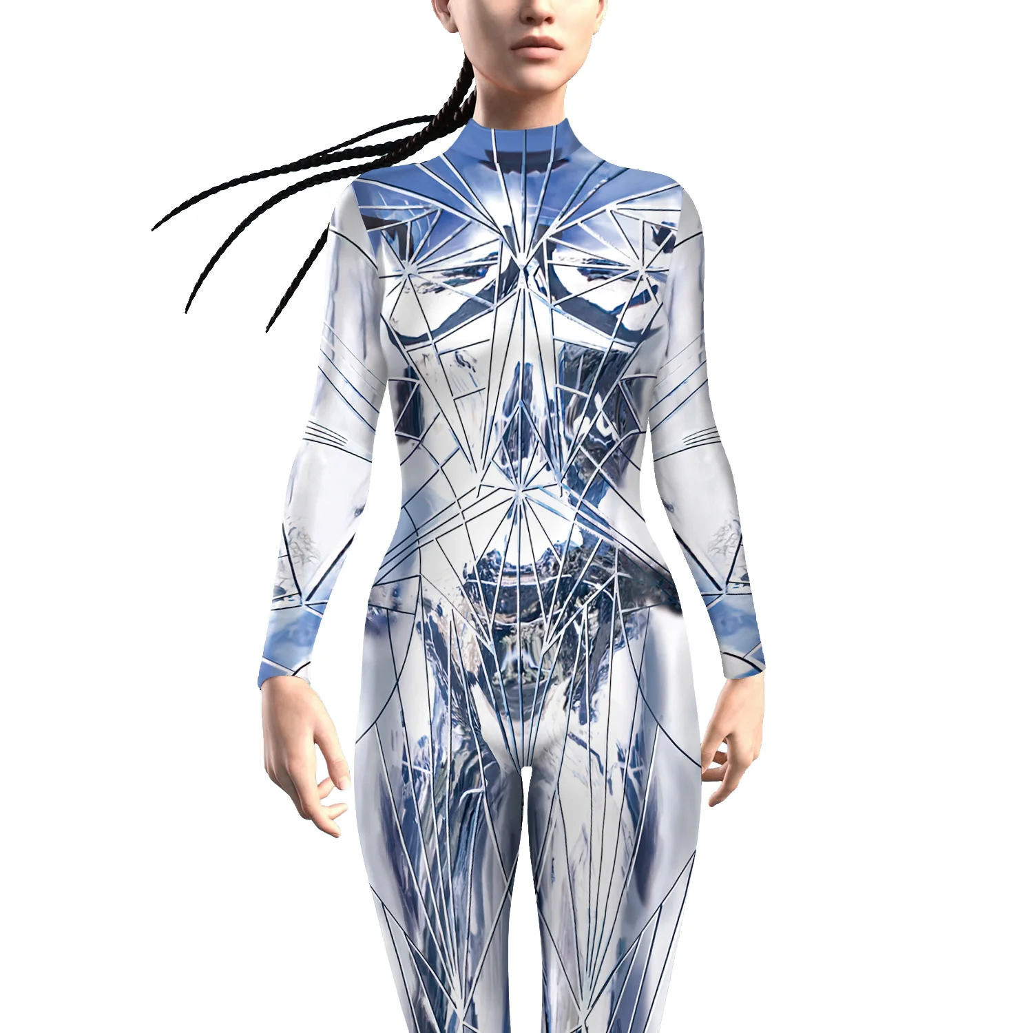 Glass Fragment Skinny 3D-Druck Karneval Bodysuit Damen Kostüm Herren Zentai Party Slim Jumpsuit Cosplay Fancy Outfit Monos Mujer – Detail 7