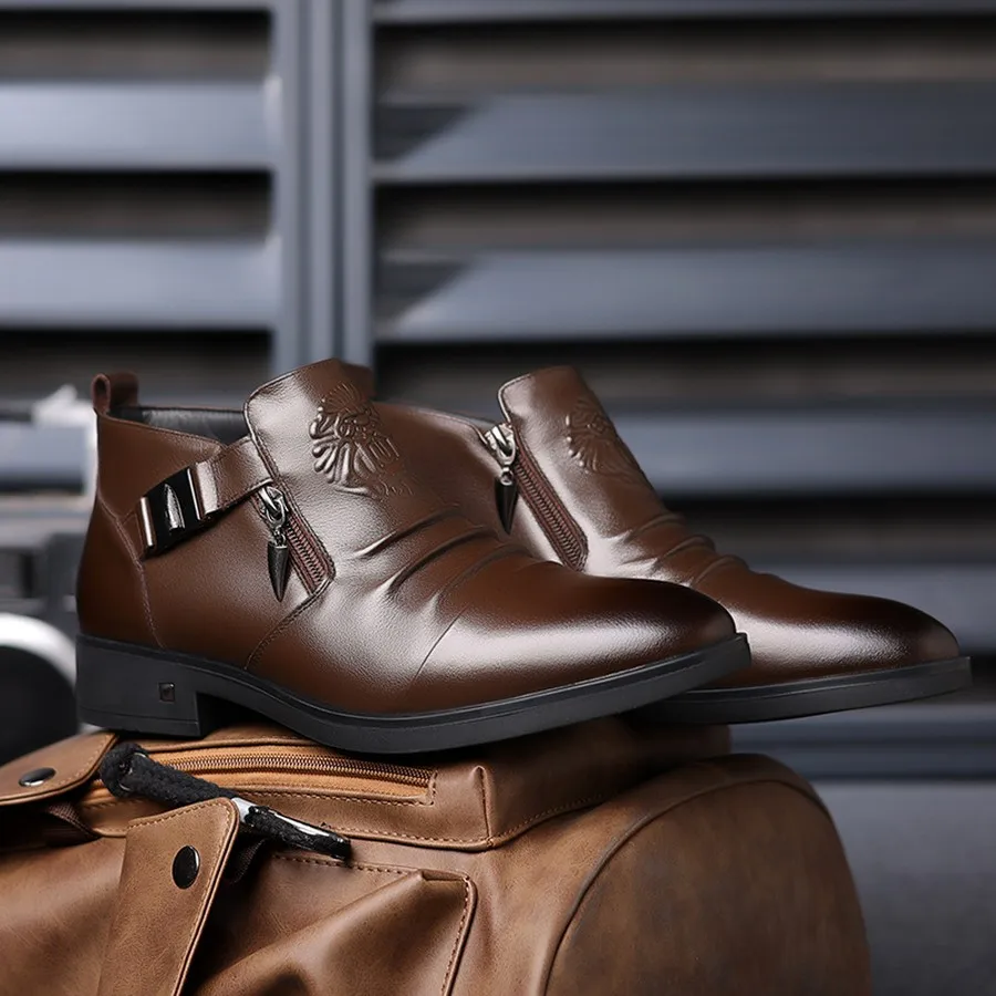 Herren Chelsea Boots in Übergröße, mit seitlichem Reißverschluss, runder Zehenpartie, lässige Stiefeletten für den Alltag und Winteranlässe – Detail 10