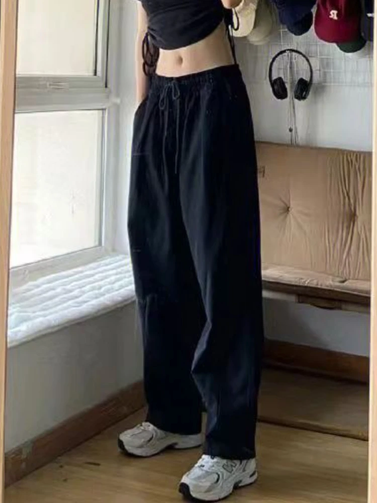 

S-4XL Брюки-карго женские винтажные шикарные мешковатые корейские модные повседневные уличные брюки простые длинные BF школьницы весенние популярные новые