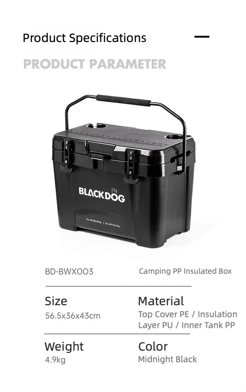 Blackdog Outdoor 26L Large Space Camping Isolierte Box Kühlschrank Tragbare Outdoor Camping Eisblock Isolierter Auto-Eiskübel – Detail 10