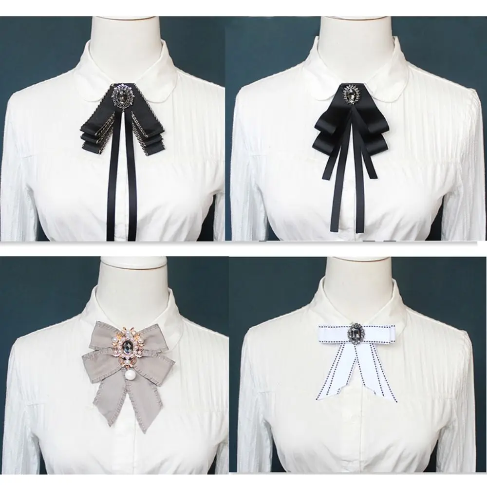 جديد البوليستر النسيج المرأة JK ربطة القوس فيونكة بروش أنيقة الشريط ربطة القوس فيونكة Bowknot قميص ربطة القوس فيونكة قميص #6