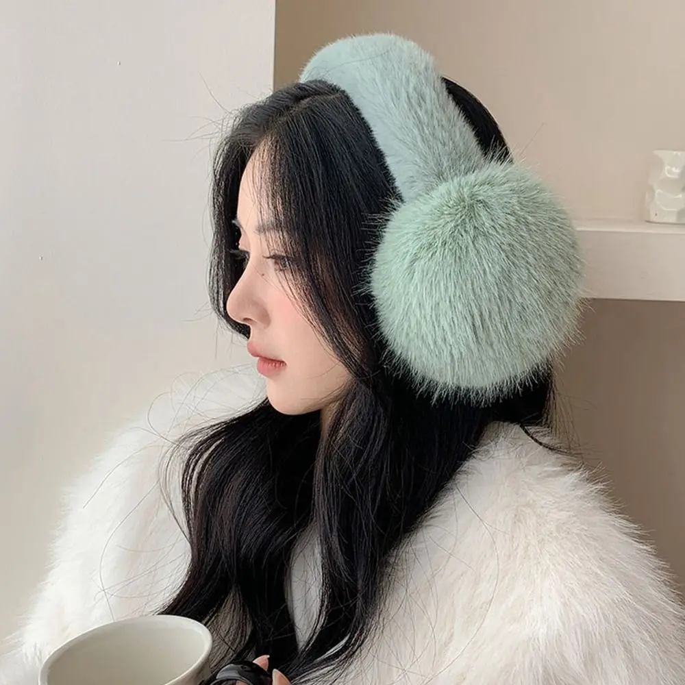 Ear Cap Imitation Fur Plush Earmuffs Solid Color Thicken Winter Earmuffs Ear Warmers Earflap Foldable Ear Cover Skiing