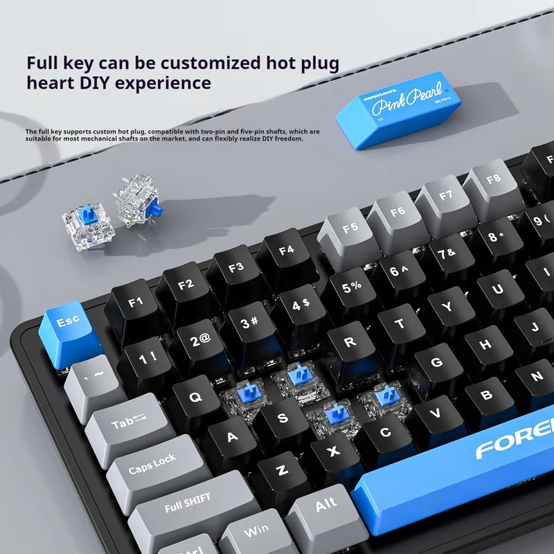 Teclado mecânico multifuncional com fio, Botão de metal, Cool Backlight, Suporte impermeável, Hot Plug chave completa, Portátil, 82 chaves