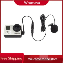 3.5mm Active Clip Microphone with Mini USB Audio Adapter Mic Cable for Gopro Hero 3 3+ 4 Action Camera Accessories Kit