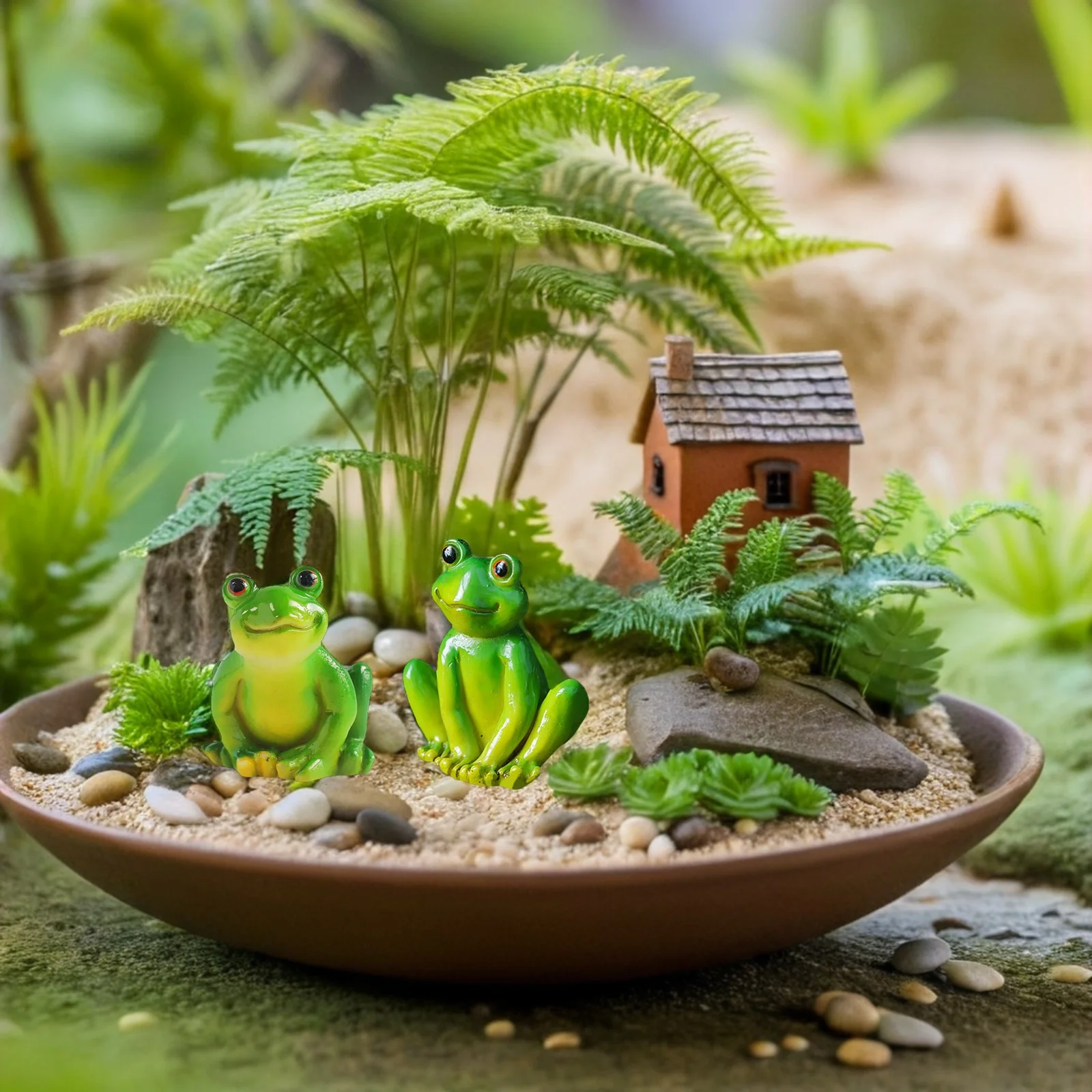 

4pcs Resin Frog Figurines Mini Garden Decor Micro Landscape Ornament Desktop Bonsai Flower Pots Statues For Garden Yard Lawns