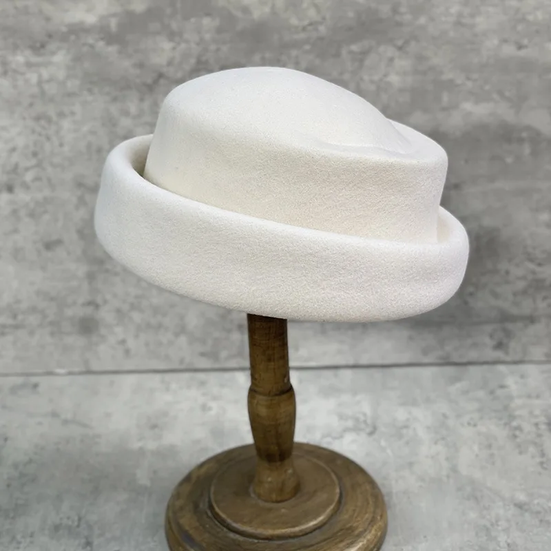 السيدات 100% الصوف قبعة ورأى قبعة الشتاء قبعة أسود أبيض المرأة فيدورا الرسمية روسيا قبعة الرجعية الفرنسية أنيقة #1